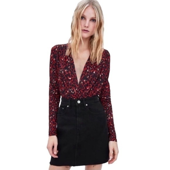 Zara Crossover Leopard Animal Print Long Sleeve Bodysuit - Picture 2 of 12